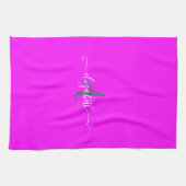 Rosa fluoreszierendes Neon-Monogramm Geschirrtuch (Horizontal)