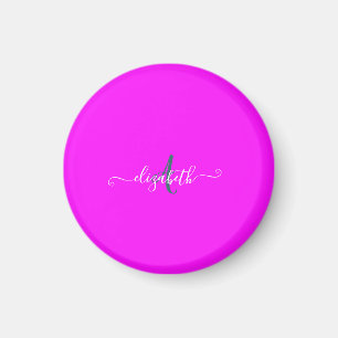 Rosa fluoreszierendes Neon-Monogramm Magnet