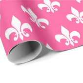 Rosa Flur-de-lis Geschenkpapier (Rolleneckpunkt)