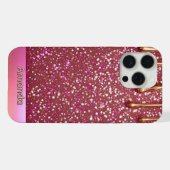 💖 Rosa Flüssig-Glitter-Fluss über Gold Luxe ✨👑 iPhone Hülle (Rückseite (Horizontal))