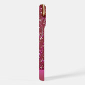 💖 Rosa Flüssig-Glitter-Fluss über Gold Luxe ✨👑 iPhone Hülle (Rechte Seite)