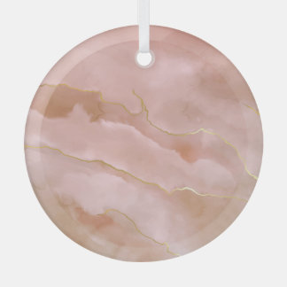 Rosa Flüssig-Marmor-Gold-Textur Ornament Aus Glas