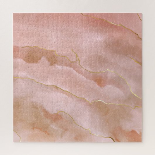 Rosa Flüssig-Marmor-Gold-Textur Puzzle (Vertikal)