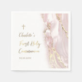 Rosa flüssige Marmor Erste Kommune Serviette (Vorderseite)