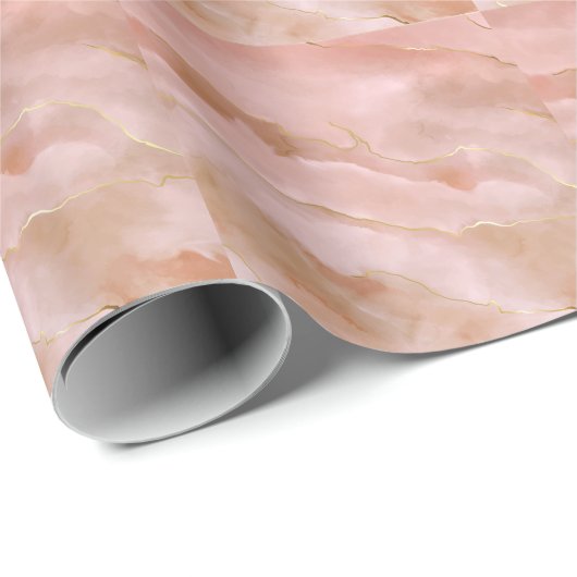 Rosa flüssige Marmorgoldfarbe Geschenkpapier (Rolleneckpunkt)