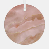 Rosa flüssige Marmorgoldfarbe Ornament Aus Glas (Rückseite)