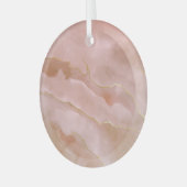 Rosa flüssige Marmorgoldfarbe Ornament Aus Glas (Vorderseite links)