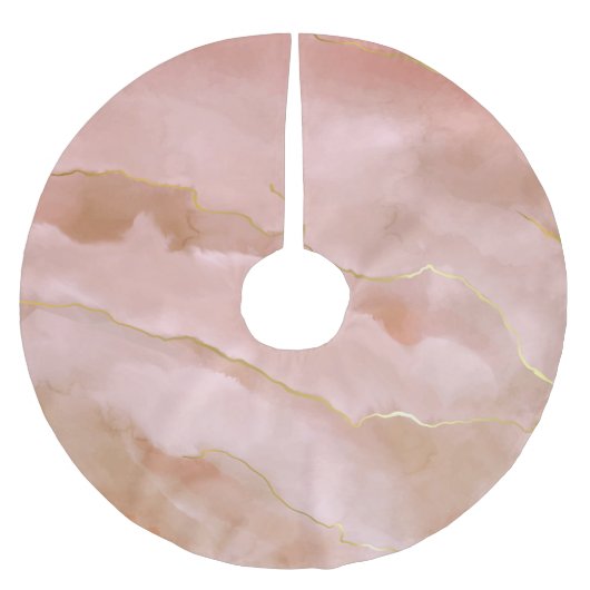 Rosa flüssige Marmorgoldfarbe Polyester Weihnachtsbaumdecke (Vorderseite)