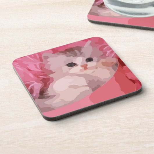 Rosa Flusskätzchen Untersetzer (Linke Seite)