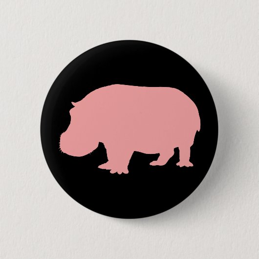 Rosa Flusspferd Button (Vorderseite)