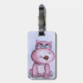 Rosa Flusspferd-Gepäckanhänger Gepäckanhänger (Rückseite vertikal)