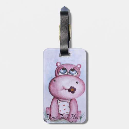 Rosa Flusspferd-Gepäckanhänger Gepäckanhänger (Rückseite vertikal)