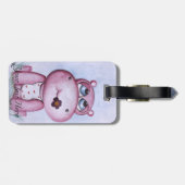 Rosa Flusspferd-Gepäckanhänger Gepäckanhänger (Rückseite horizontal)