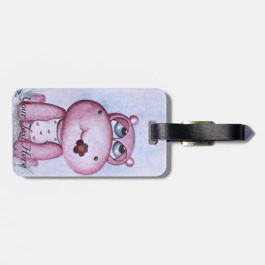 Rosa Flusspferd-Gepäckanhänger Gepäckanhänger (Rückseite horizontal)