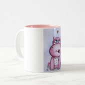 Rosa Flusspferd-Tasse Zweifarbige Tasse (Vorderseite Links)