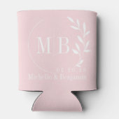 Rosa Flüsterblatt Hochzeitsmonogramm Dosenkühler (Rückseite)