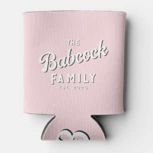Rosa Flüstern Retro-Familienname & Jahr Dosenkühler