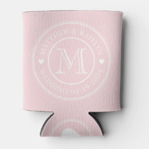 Rosa Flüsternde Hochzeitsmonogramm Herz Dosenkühler