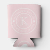 Rosa Flüsternde Hochzeitsmonogramm Herz Dosenkühler (Rückseite)