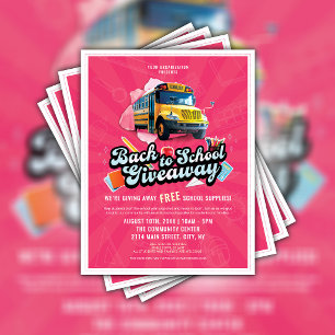 Rosa Flyer für die Rückkehr zur Schule Giveaway Sc