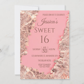 Rosa Foil 16 . Geburtstag Geburtstagsparty Einladu Einladung