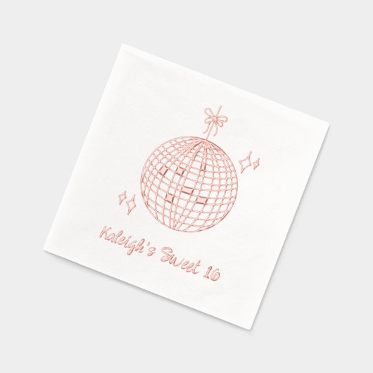 Rosa Foil Custom Disco Ball Retro Sweet 16 Napkins Servietten Mit Folie (Links)