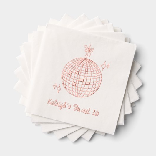 Rosa Foil Custom Disco Ball Retro Sweet 16 Napkins Servietten Mit Folie (Insitu (Gestapelt))