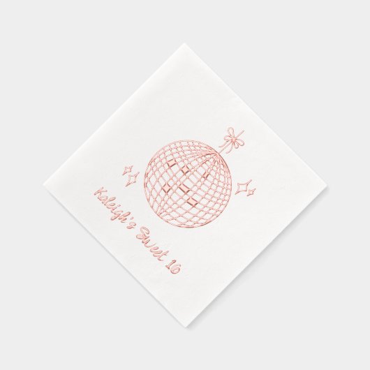 Rosa Foil Custom Disco Ball Retro Sweet 16 Napkins Servietten Mit Folie (Rechts)