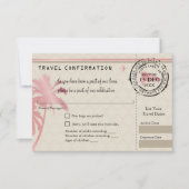 Rosa Foil UAWG Boarding Pass auf Dominikanische Re RSVP Karte (Vorderseite)