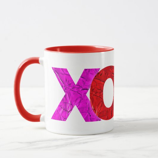 Rosa Foil XOXO Valentine's Day Modern Bold Tasse (Links)