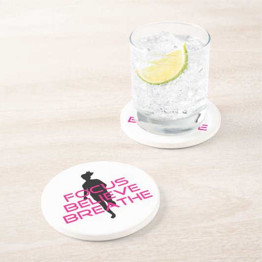 Rosa Fokus glauben atmen Sandstein Untersetzer (Seite)