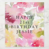 Rosa Foliage Personalisiert Weinetikett (Einzelnes Label)