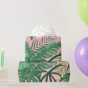 Rosa Foliage Tropical Monstera Blätter Party Geschenkpapier
