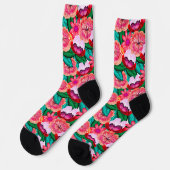 Rosa Folkart Summer Bloom Blume Socken (Linkes Detail)