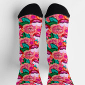 Rosa Folkart Summer Bloom Blume Socken (Oben)