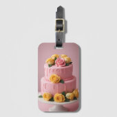 Rosa Fondantkuchen mit Rose Gepäckanhänger (Vorderseite Vertikal)