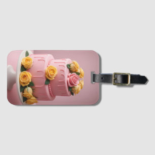 Rosa Fondantkuchen mit Rose Gepäckanhänger