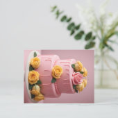 Rosa Fondantkuchen mit Rose Postkarte (Stehend Vorderseite)