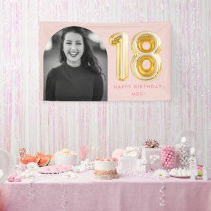 Pinkes Folienbanner Zum 18. Geburtstag – 3,9 M Lang, Holografisch Für Innen & Außen