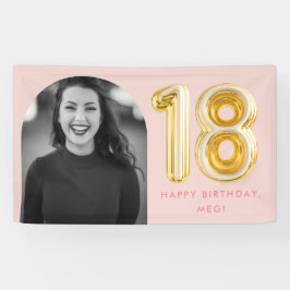 Rosa Foto 18. Geburtstag Goldballon Banner