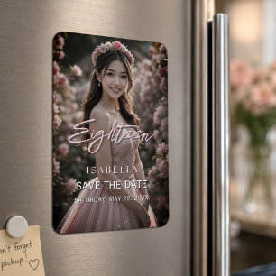 Rosa Foto 18. Geburtstag Save-the-Date-Magnet Magnet
