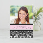 Rosa Foto-25. Geburtstags-Party Einladungen (Stehend Vorderseite)