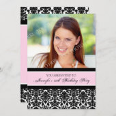 Rosa Foto-25. Geburtstags-Party Einladungen (Vorne/Hinten)