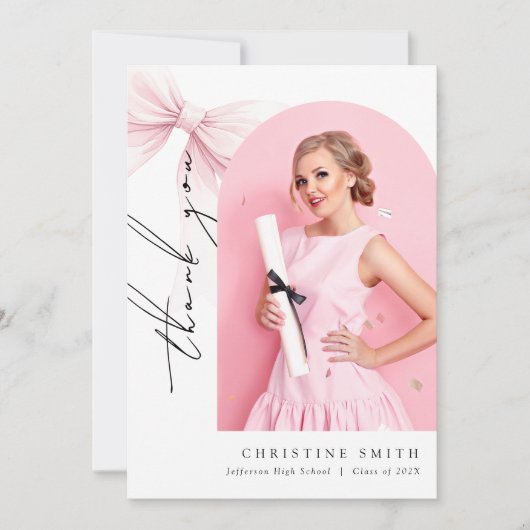 Rosa Foto Abschluss Arch Danke Karte (Vorderseite)