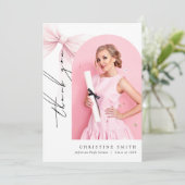 Rosa Foto Abschluss Arch Danke Karte (Stehend Vorderseite)