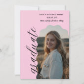 Rosa Foto Abschluss Einladung (Vorderseite)