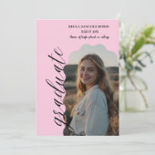 Rosa Foto Abschluss Einladung (Stehend Vorderseite)