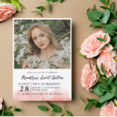 Rosa Foto Aquarell Süß 16 Einladung