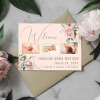 Rosa Foto Baby Girl Ankündigung Postkarte