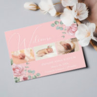 Rosa Foto Baby Girl Ankündigung Postkarte